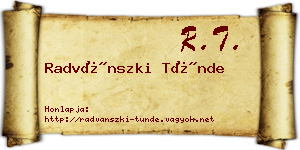 Radvánszki Tünde névjegykártya
